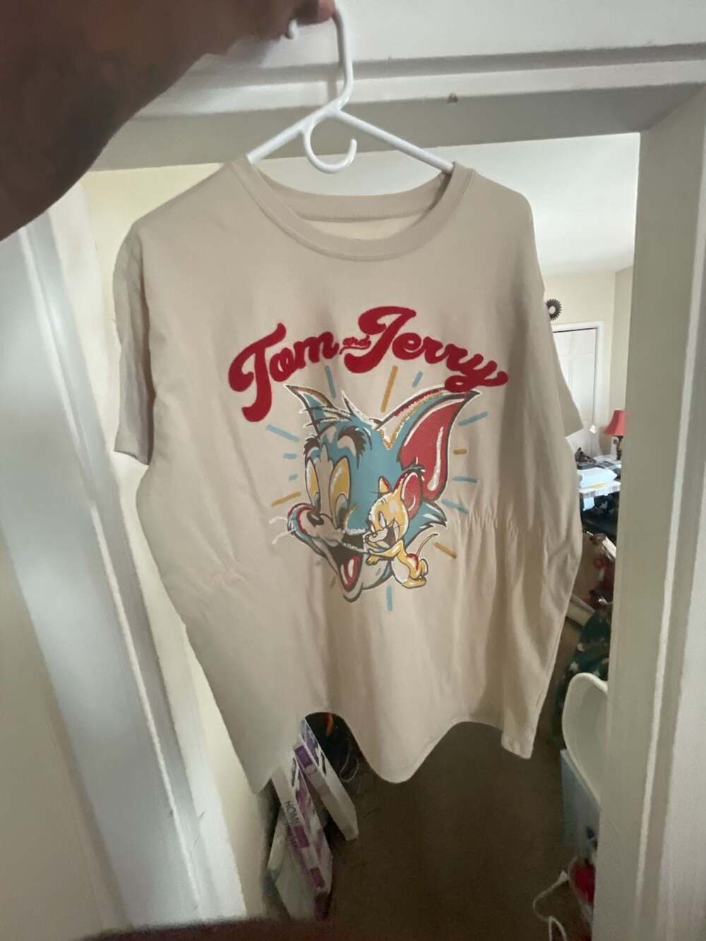 Freeze Tom and Jerry Graphic Print Beige T-Shirt